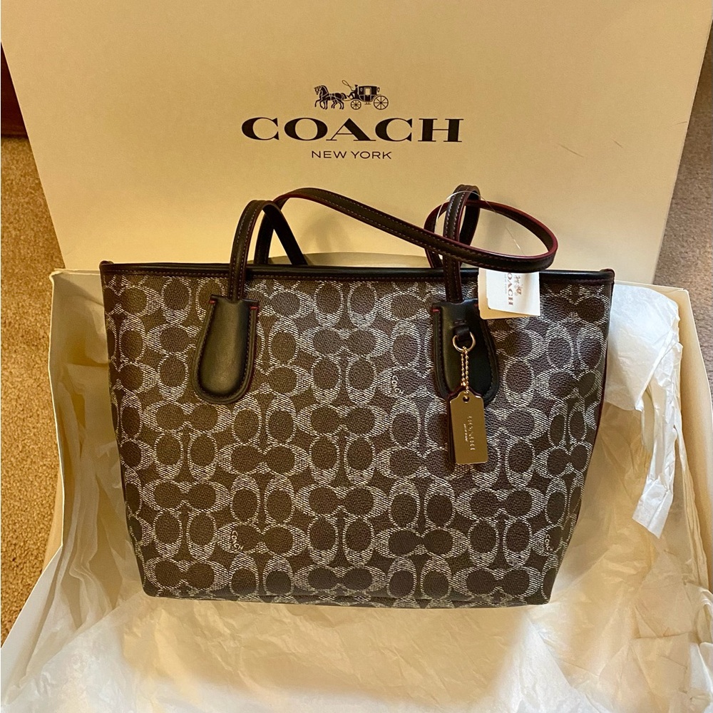 Coach Signature Taupe Canvas Tote/Shoulder Bag ~ New With Tags
